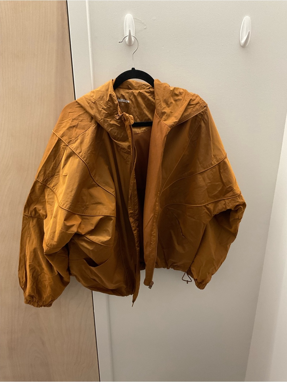 Womens Hooded Utility Jacket in Rust Brown